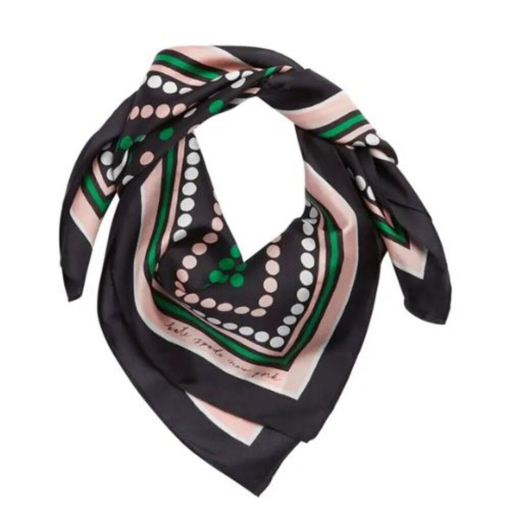 NWT Kate Spade New York Dot & Stripe Silk Scarf - Picture 2 of 5